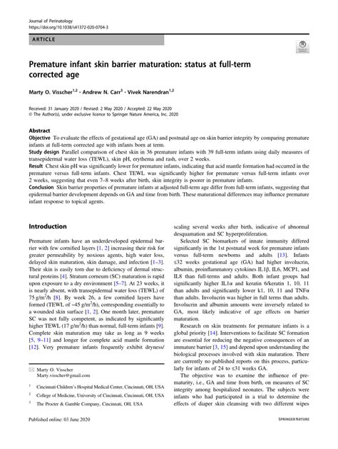 Premature infant skin barrier maturation: status at full.